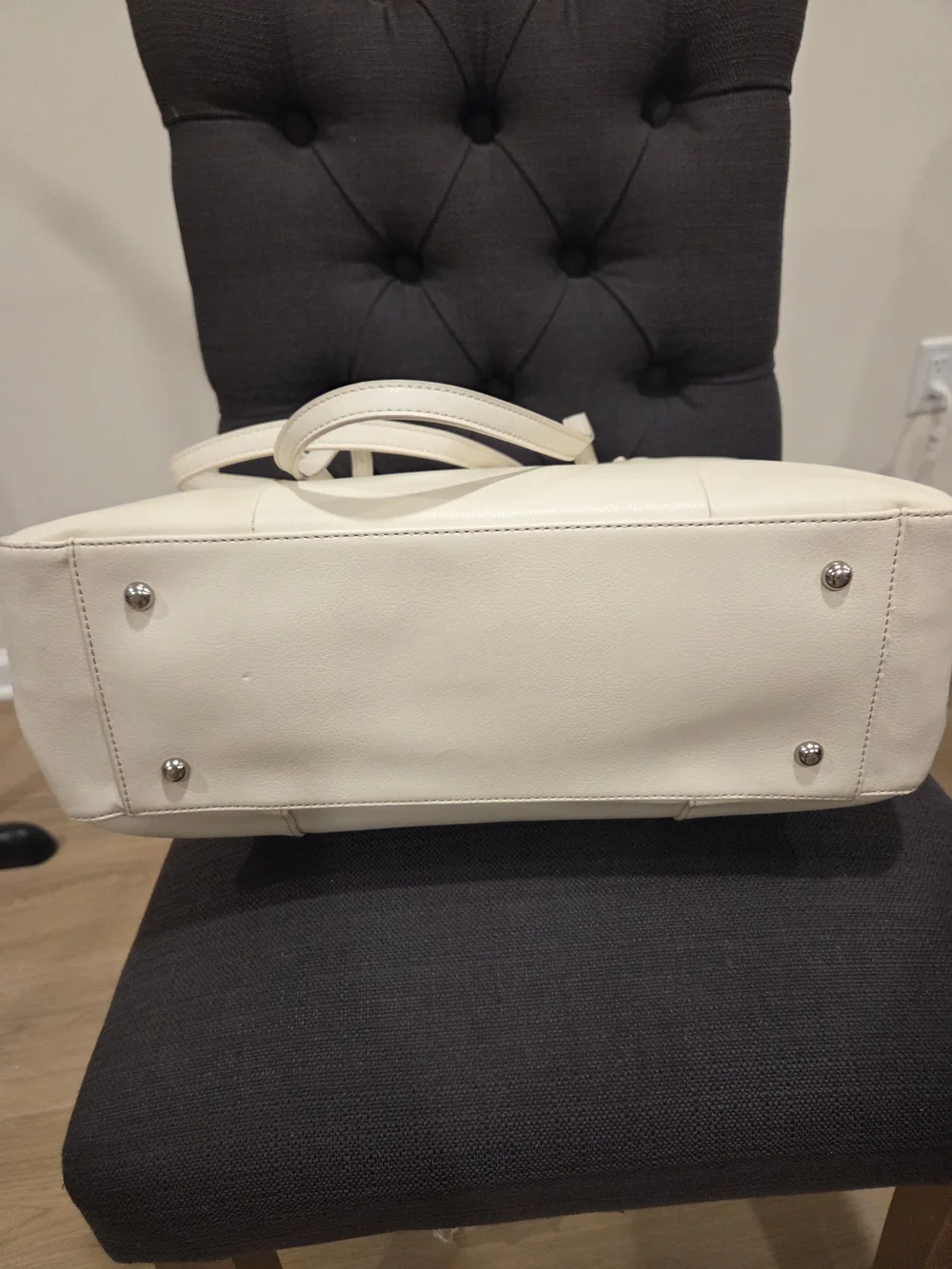 Wilsons Leather Tote Bag Women OS Cream Ivory Classic Work Shoulder Carryall